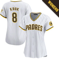 John Kruk #8 San Diego Padres Women's Home Retired Player Jersey - White Limited