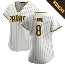 John Kruk #8 San Diego Padres Women's Home Retired Player Jersey - White Replica