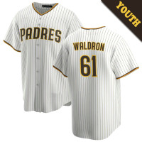 Matt Waldron #61 San Diego Padres Youth Home Jersey - White Replica Matt Waldron #61 San Diego Padres Youth Home Jersey - White Replica