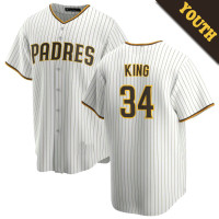 Michael King #34 San Diego Padres Youth Home Jersey - White Replica Michael King #34 San Diego Padres Youth Home Jersey - White Replica
