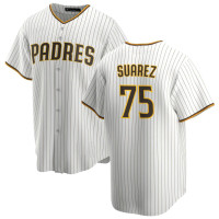 Robert Suarez #75 San Diego Padres Home Jersey - White Replica Robert Suarez #75 San Diego Padres Home Jersey - White Replica